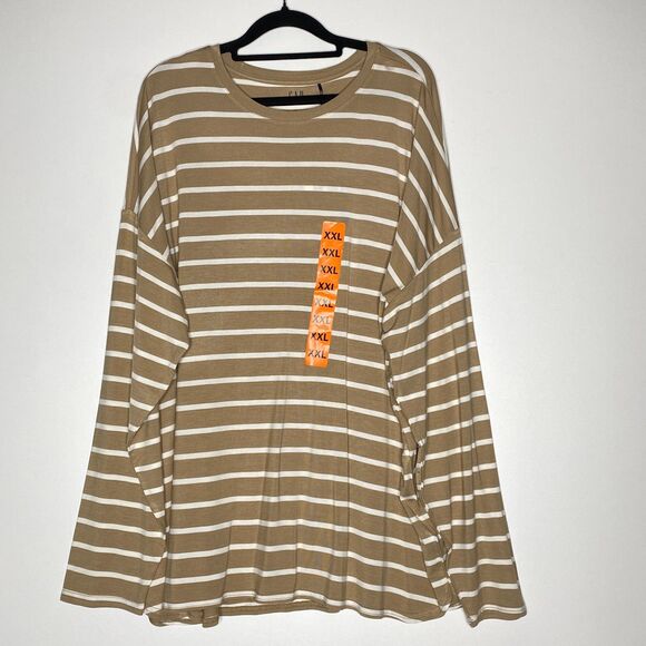 New Gap Drop Shoulder Striped Top Women's Plus Size XXL - Picture 1 of 8